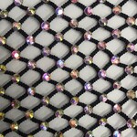 Rhinestone Fishnet AB Mesh - Black