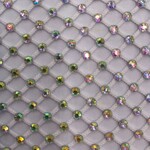 Rhinestone Fishnet AB Mesh - White