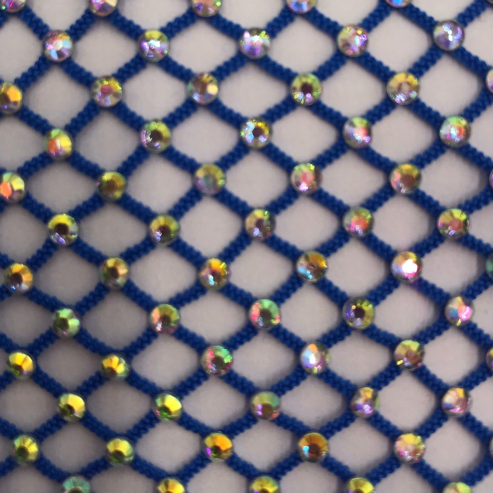 Rhinestone Fishnet AB Mesh - Royal Blue