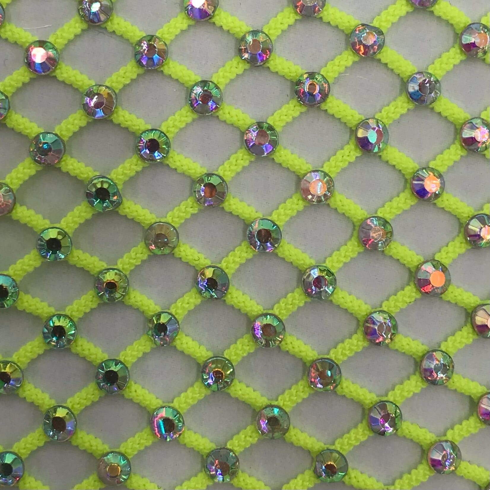 Rhinestone Fishnet AB Mesh - Neon Lime