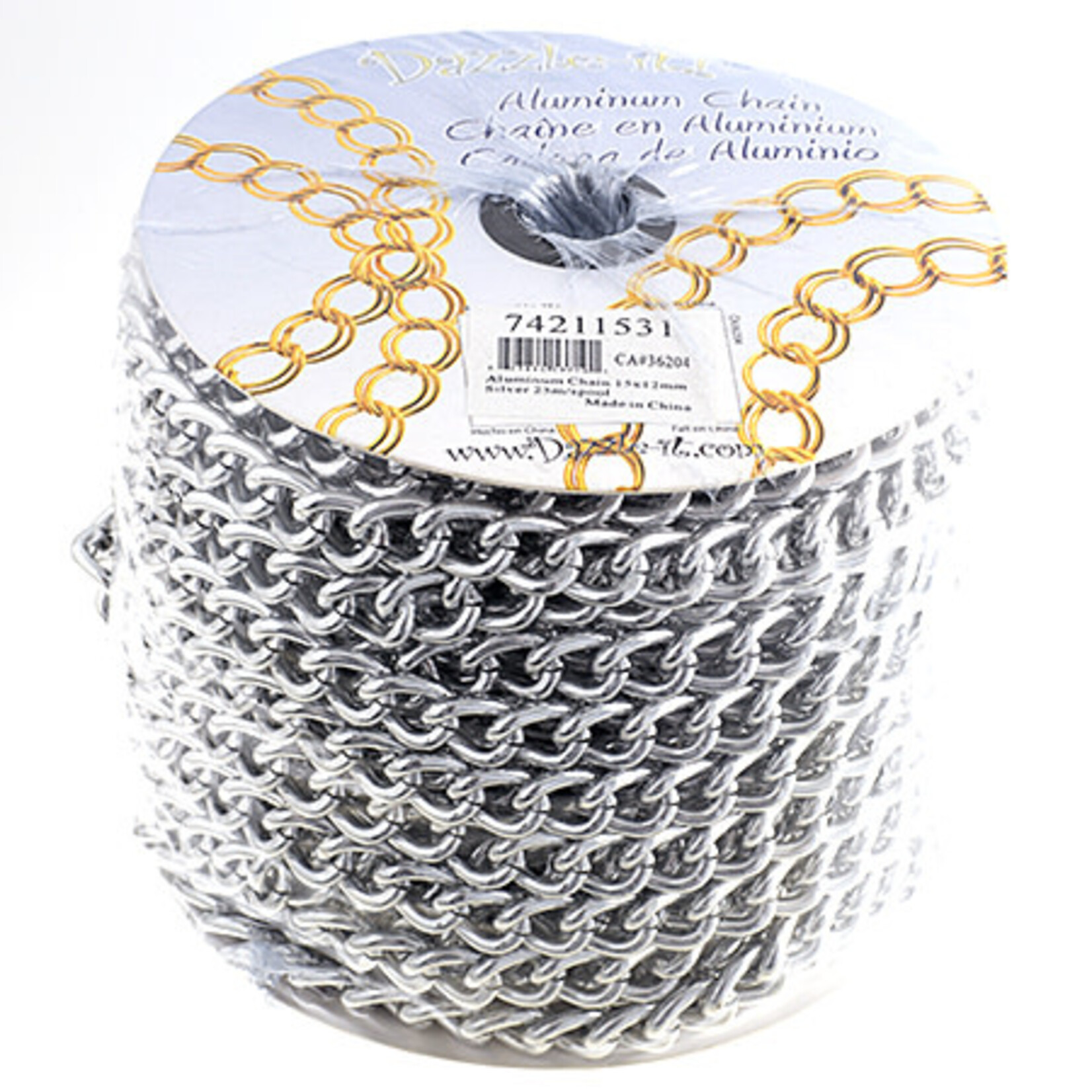 Aluminium Chain 15x12mm Silver 25m/Spool