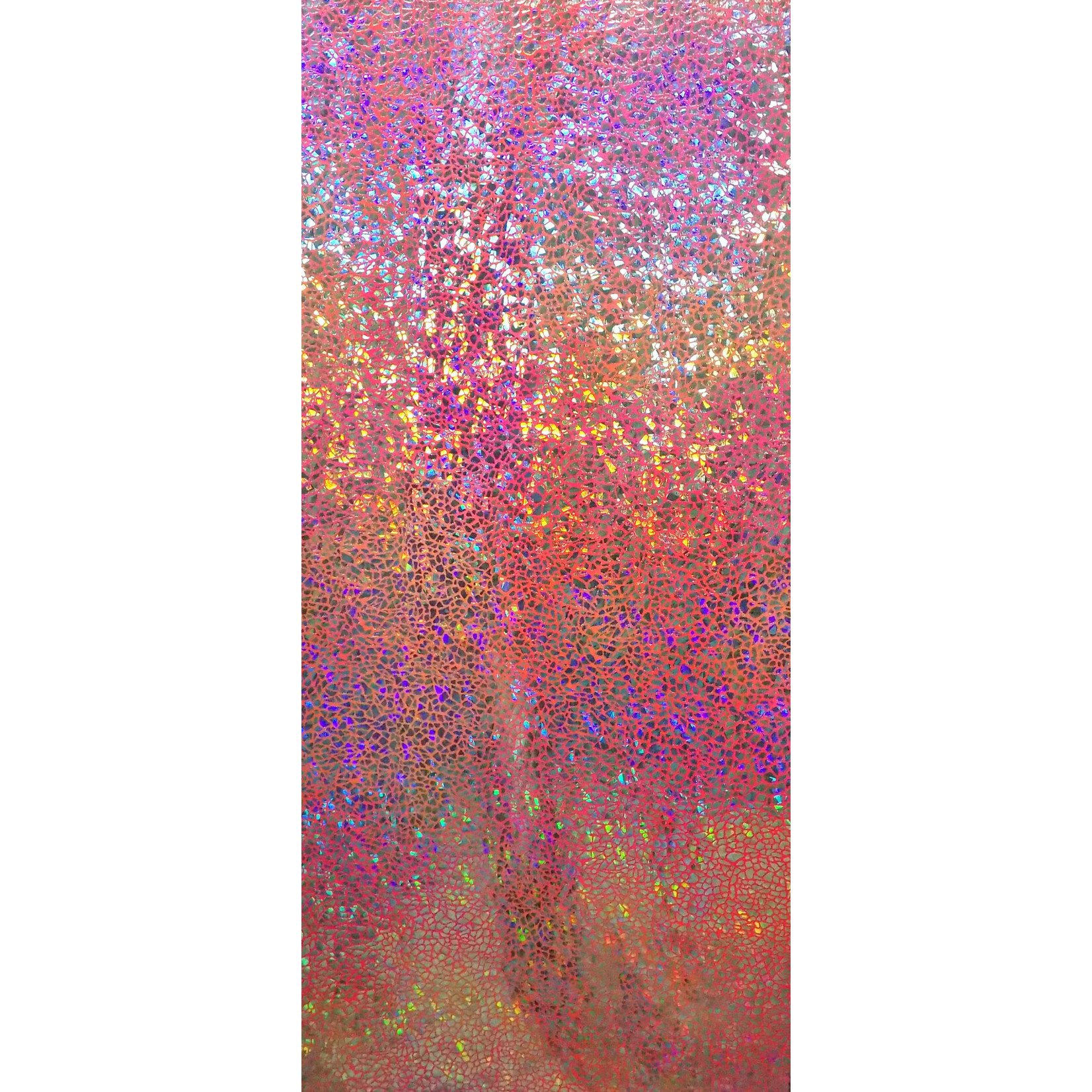 Spandex Holographic Shattered Glass  - Neon Orange and Pink