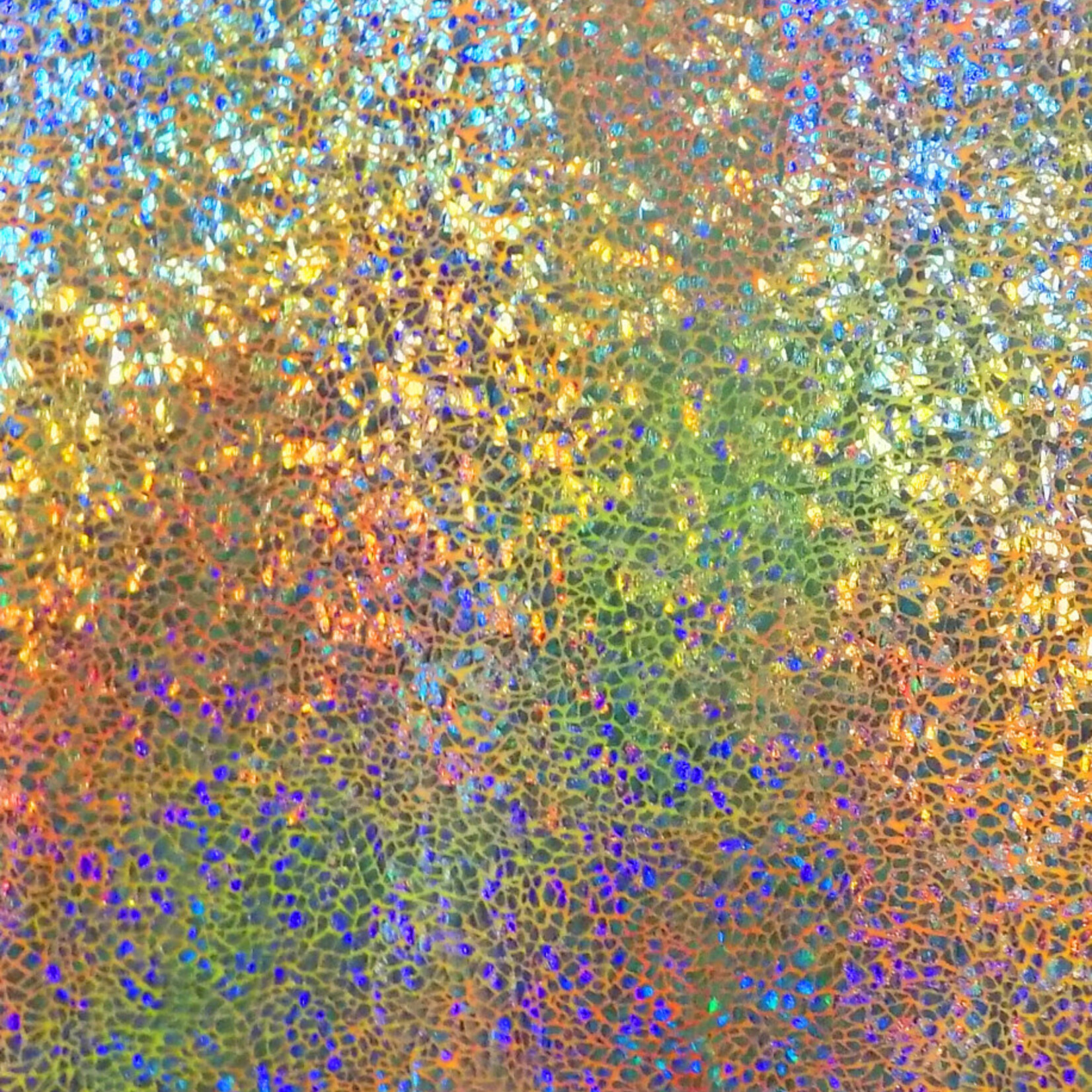Spandex Holographic Shattered Glass  - Neon Yellow and Orange