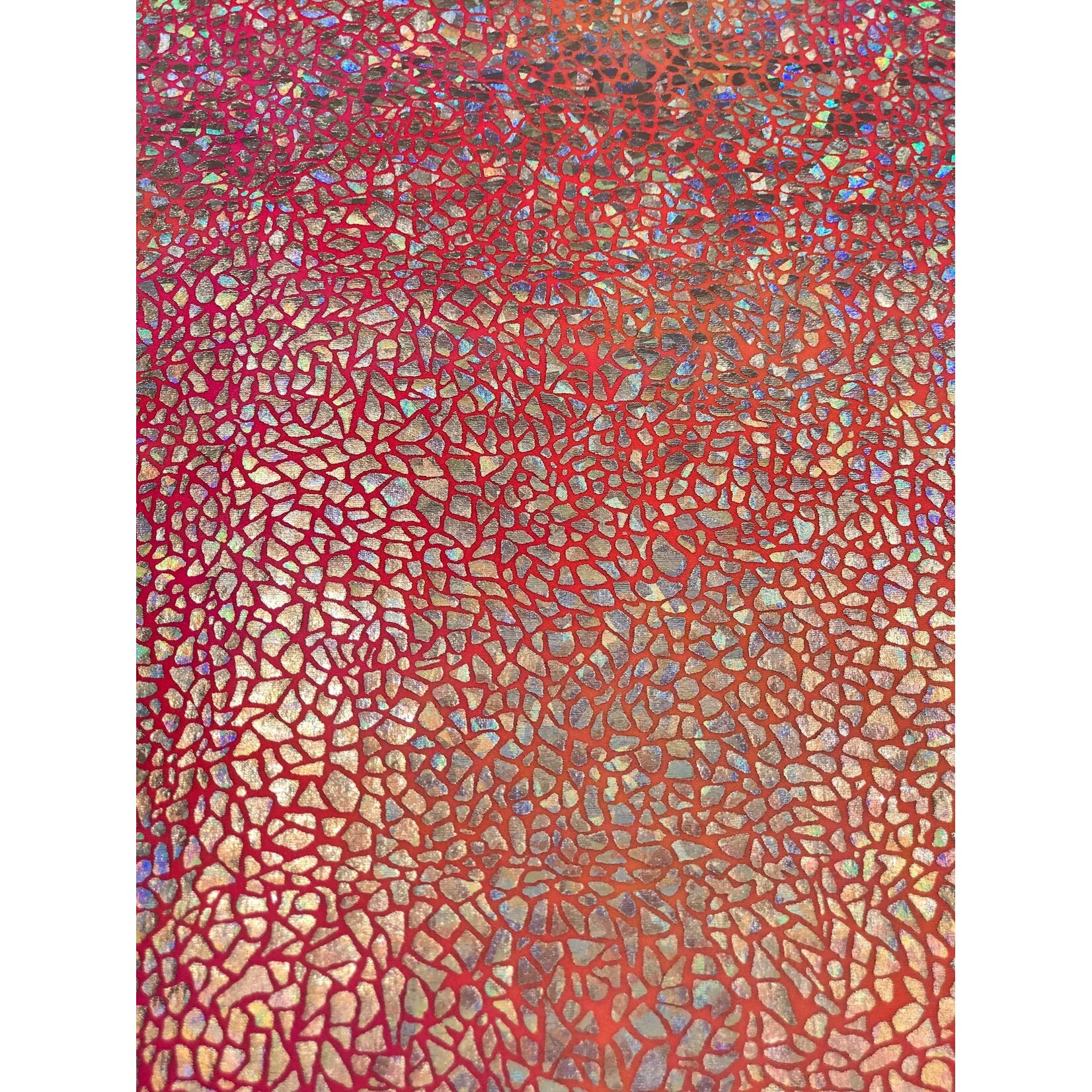 Spandex Holographic Shattered Glass  - Neon Orange and Pink