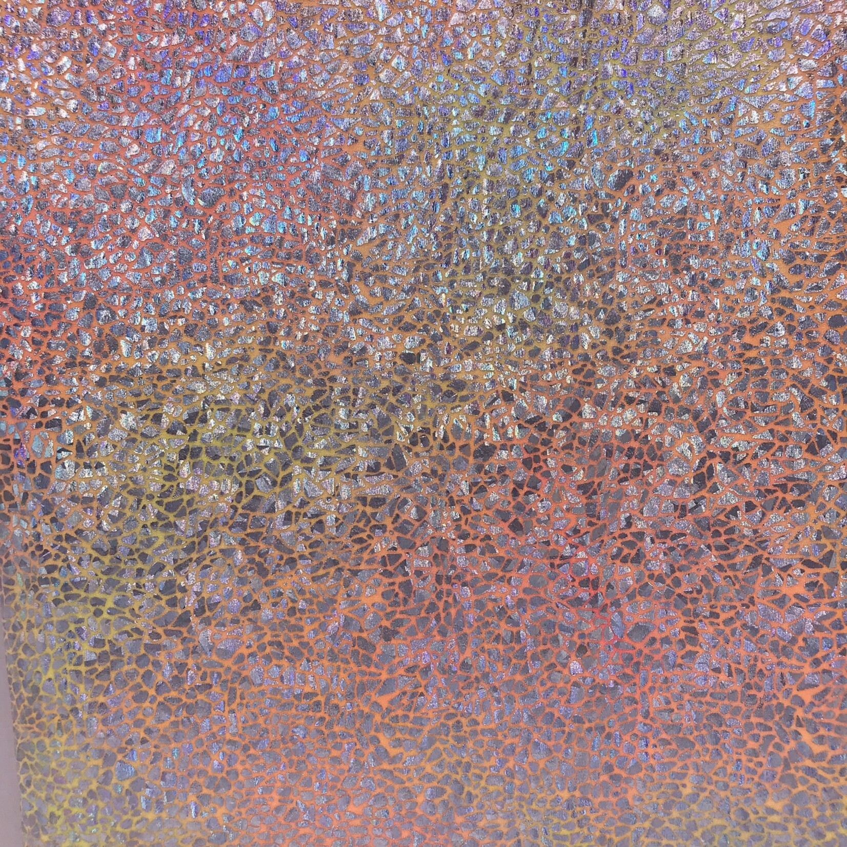 Spandex Holographic Shattered Glass  - Neon Yellow and Orange