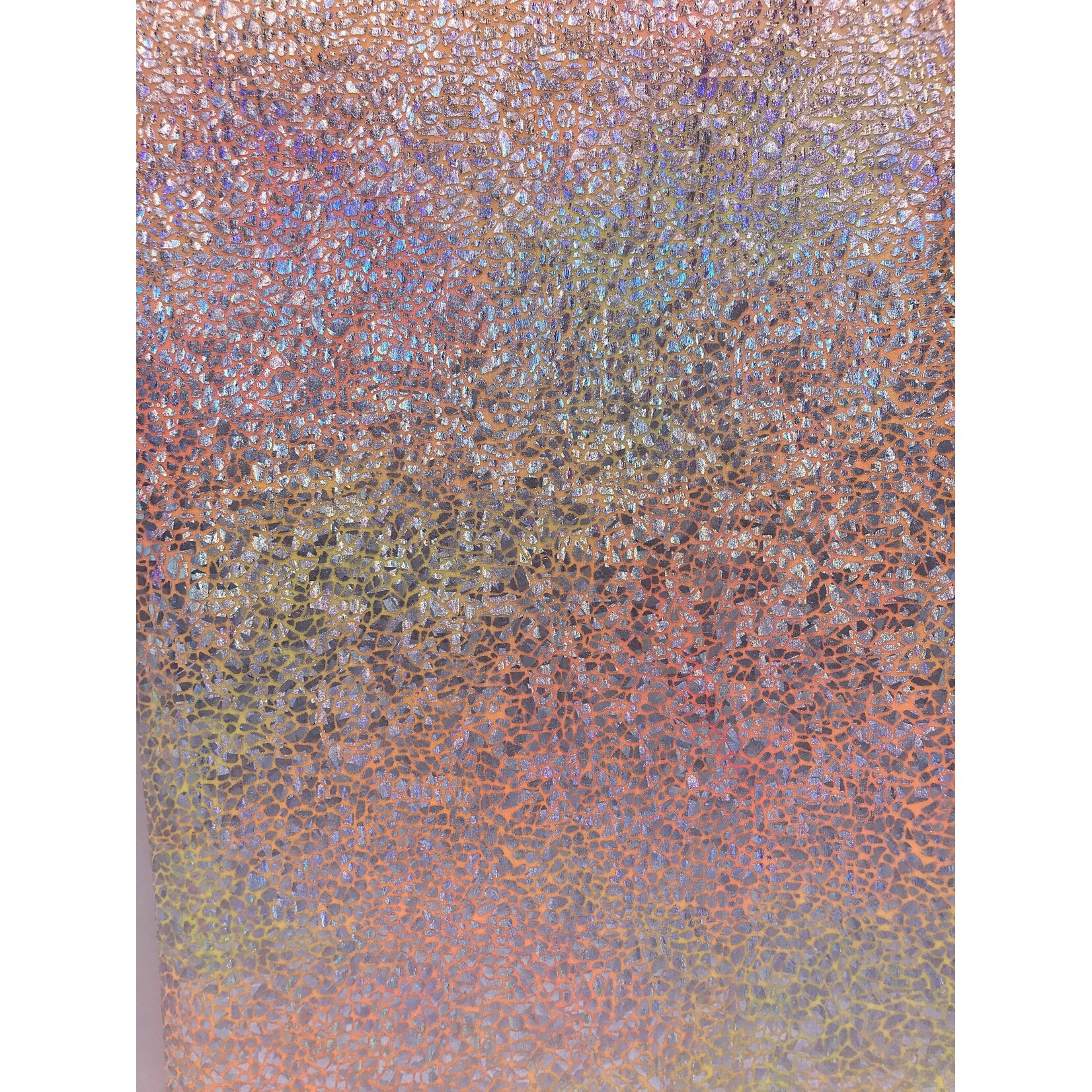Spandex Holographic Shattered Glass  - Neon Yellow and Orange