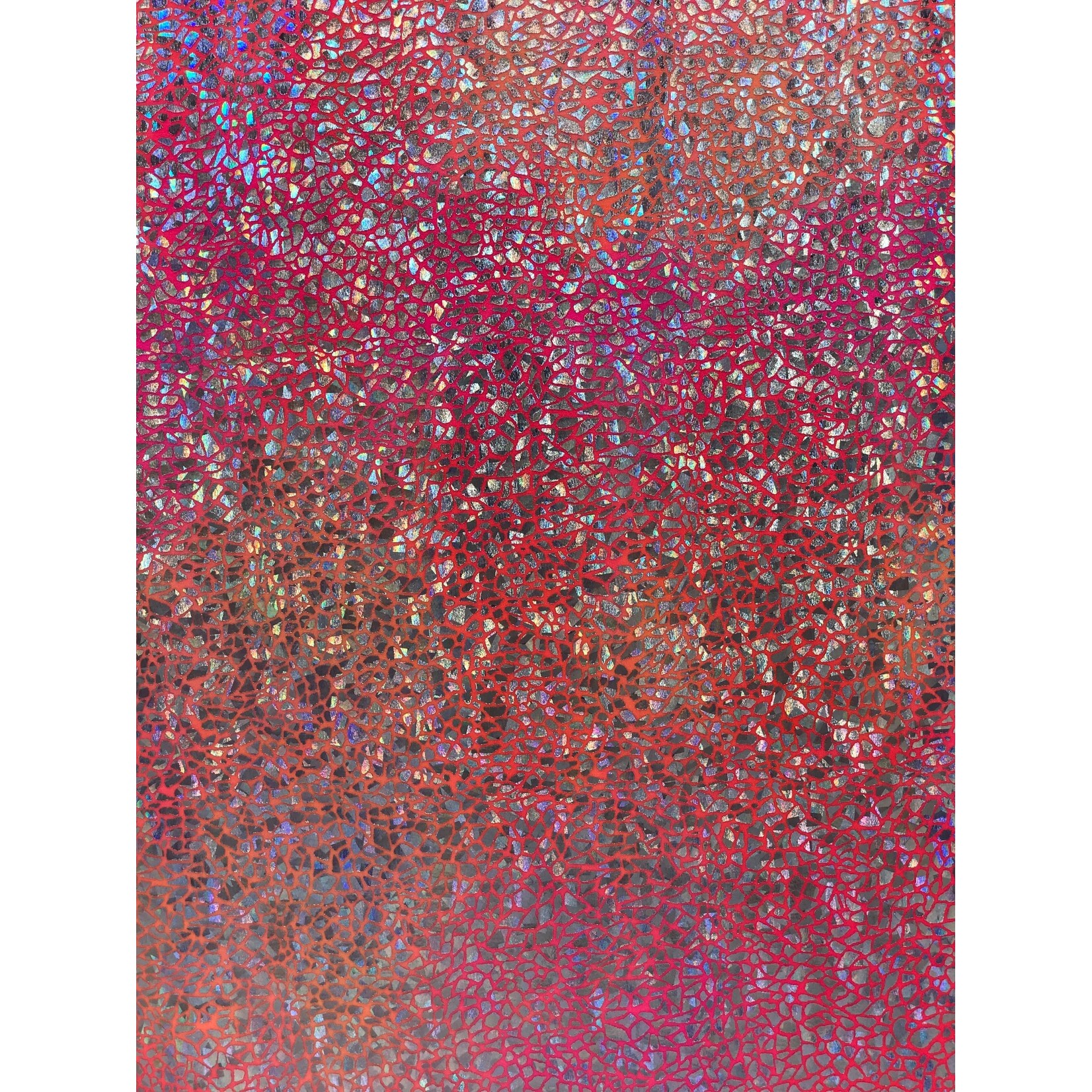 Spandex Holographic Shattered Glass  - Neon Orange and Pink