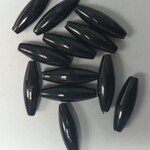Acrylic Spaghetti Beads 19x6mm Oval (12 pcs) Black