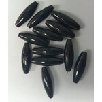 Acrylic Spaghetti Beads 19x6mm Oval (12 pcs) Black