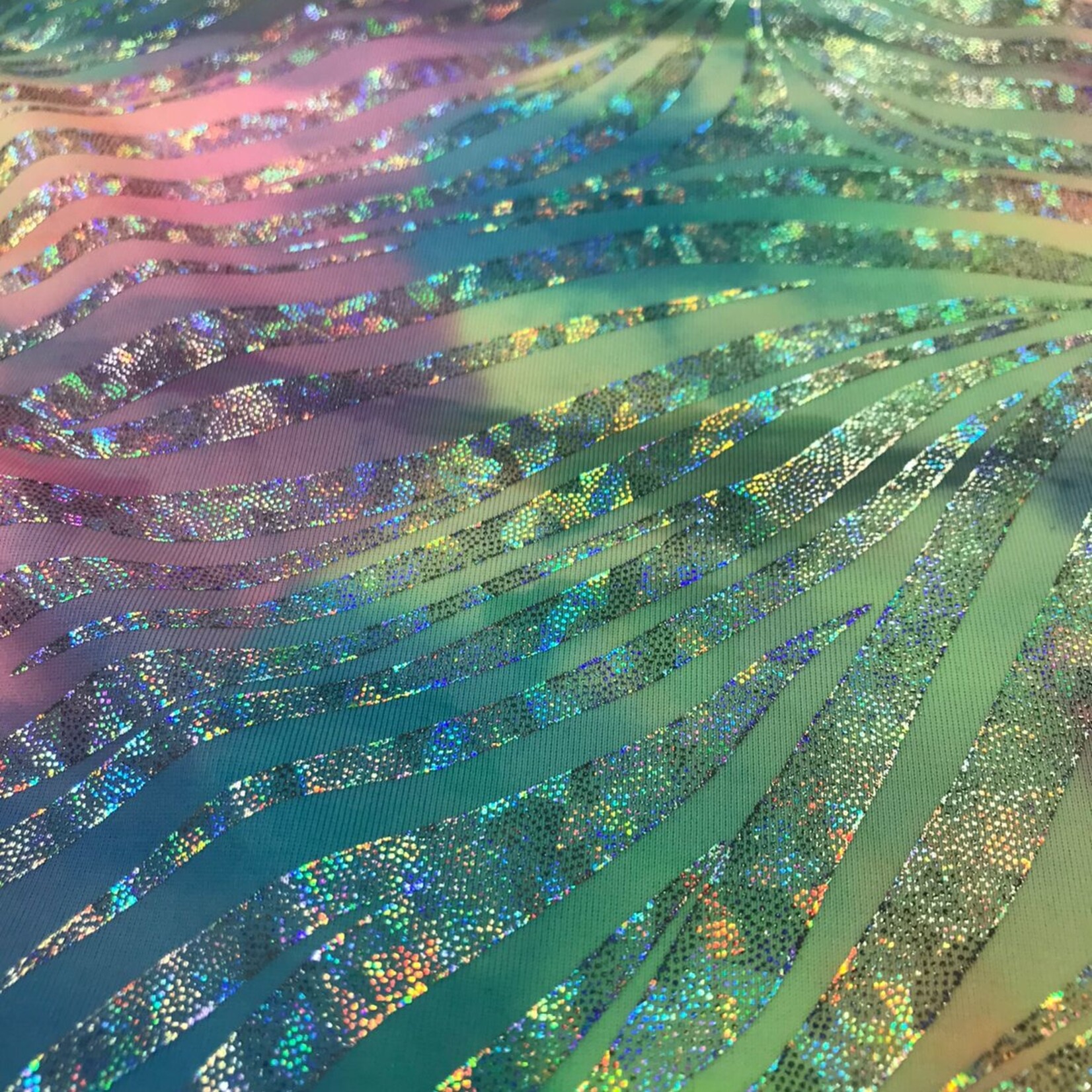 Spandex Tie Dye Hologram Rainbow