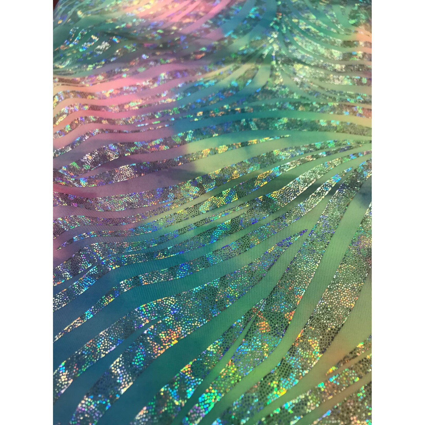 Spandex Tie Dye Hologram Rainbow