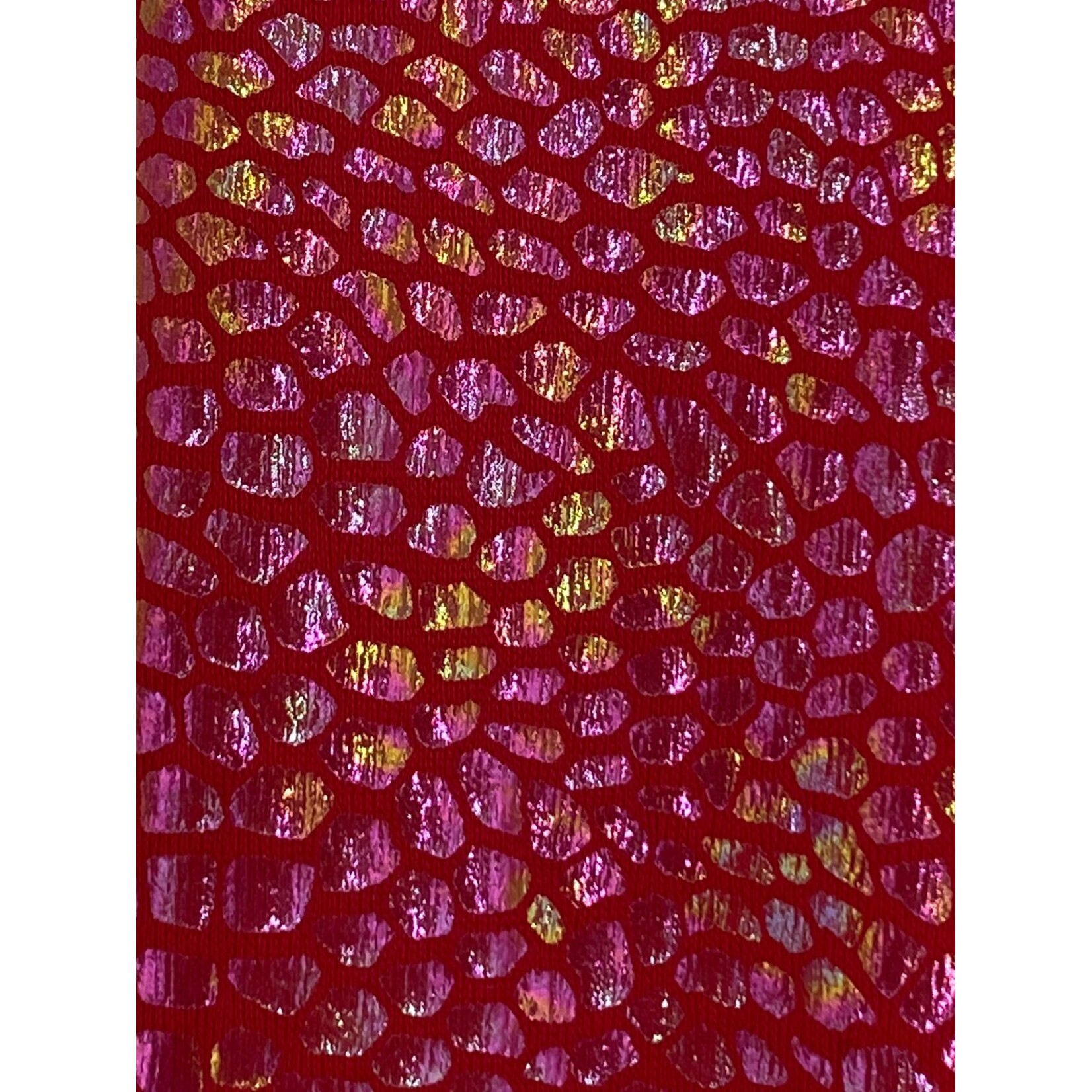 Spandex Holographic Snake Skin Red