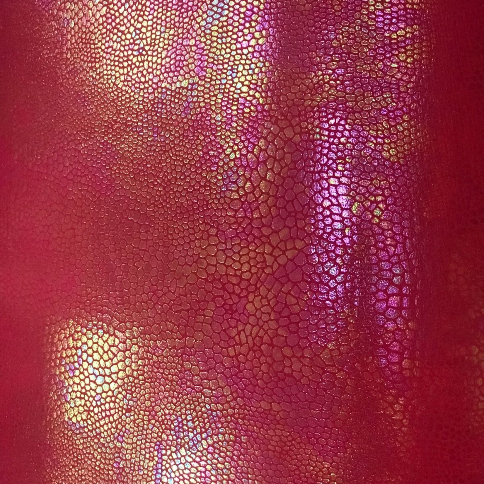 Spandex Holographic Snake Skin Red