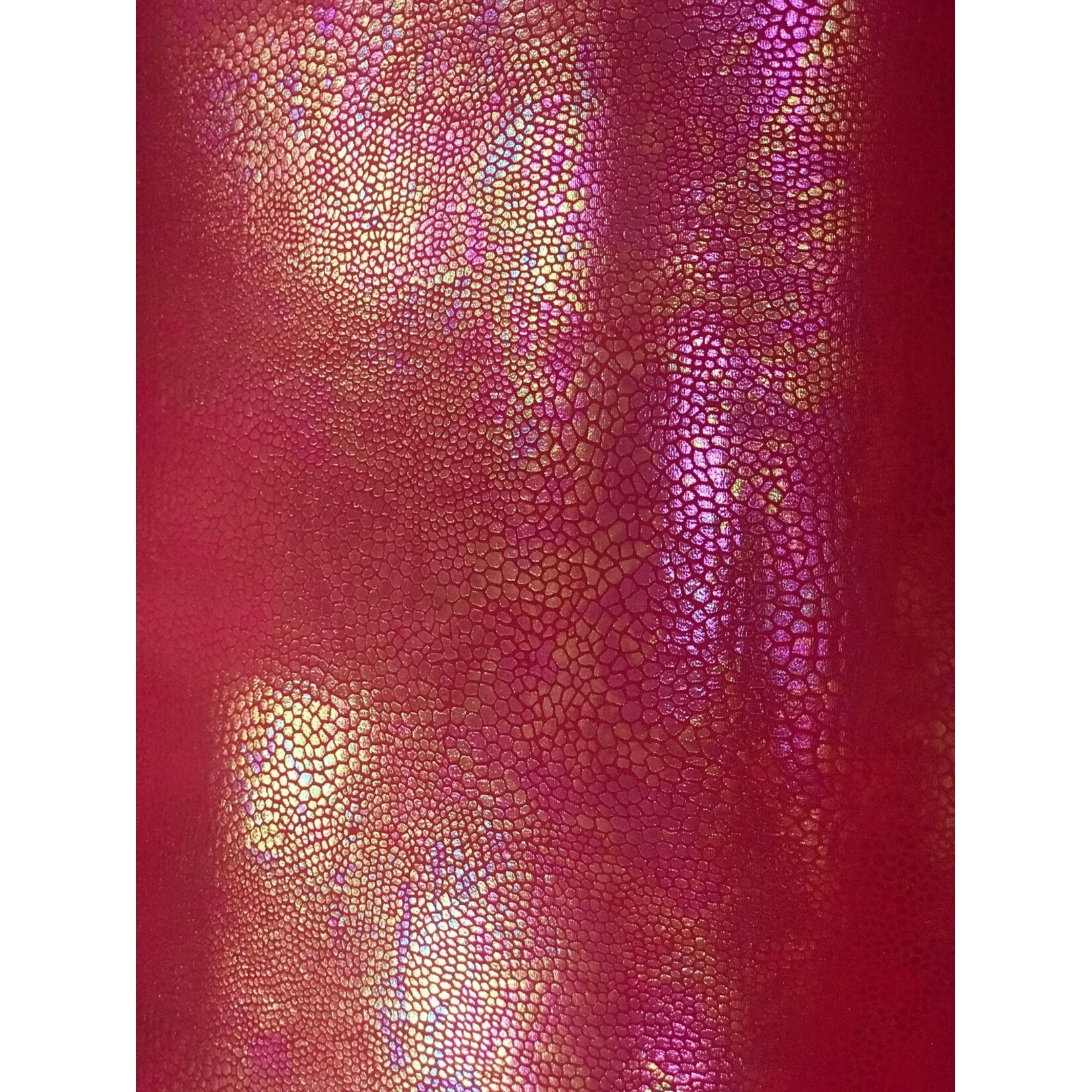 Spandex Holographic Snake Skin Red