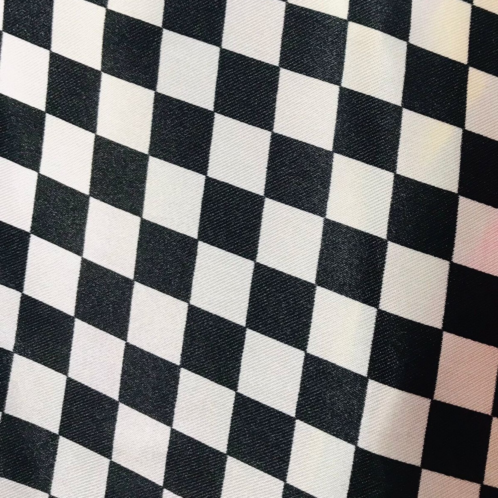 Satin Polyester 58 - 60 Inches Checkered - White & Black