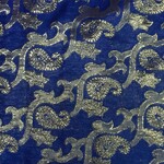Paisley Gold Printed Lame 44 - 45 Inches - Royal Blue