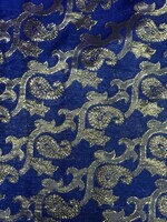 Paisley Gold Printed Lame 44 - 45 Inches - Royal Blue