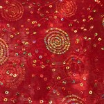 Sheer Sequin Lame - Red & Gold