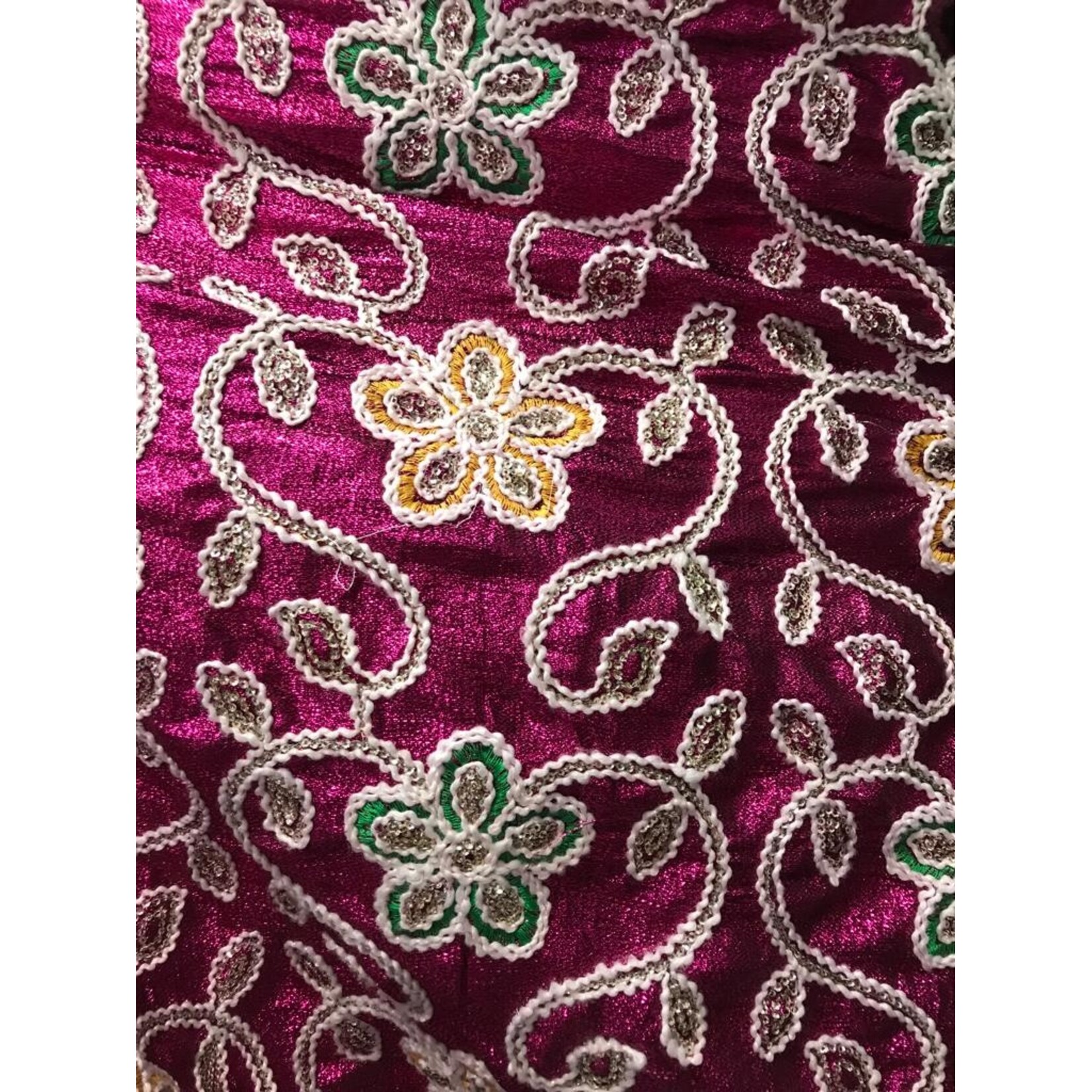 Embroided Flower Lame 44-45 Inches Fuchsia