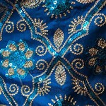 Flower Sequin Brocade Lame - Turquoise