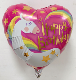 18" 2 Sided Printed Mylar Balloon Pink Heart Unicorn