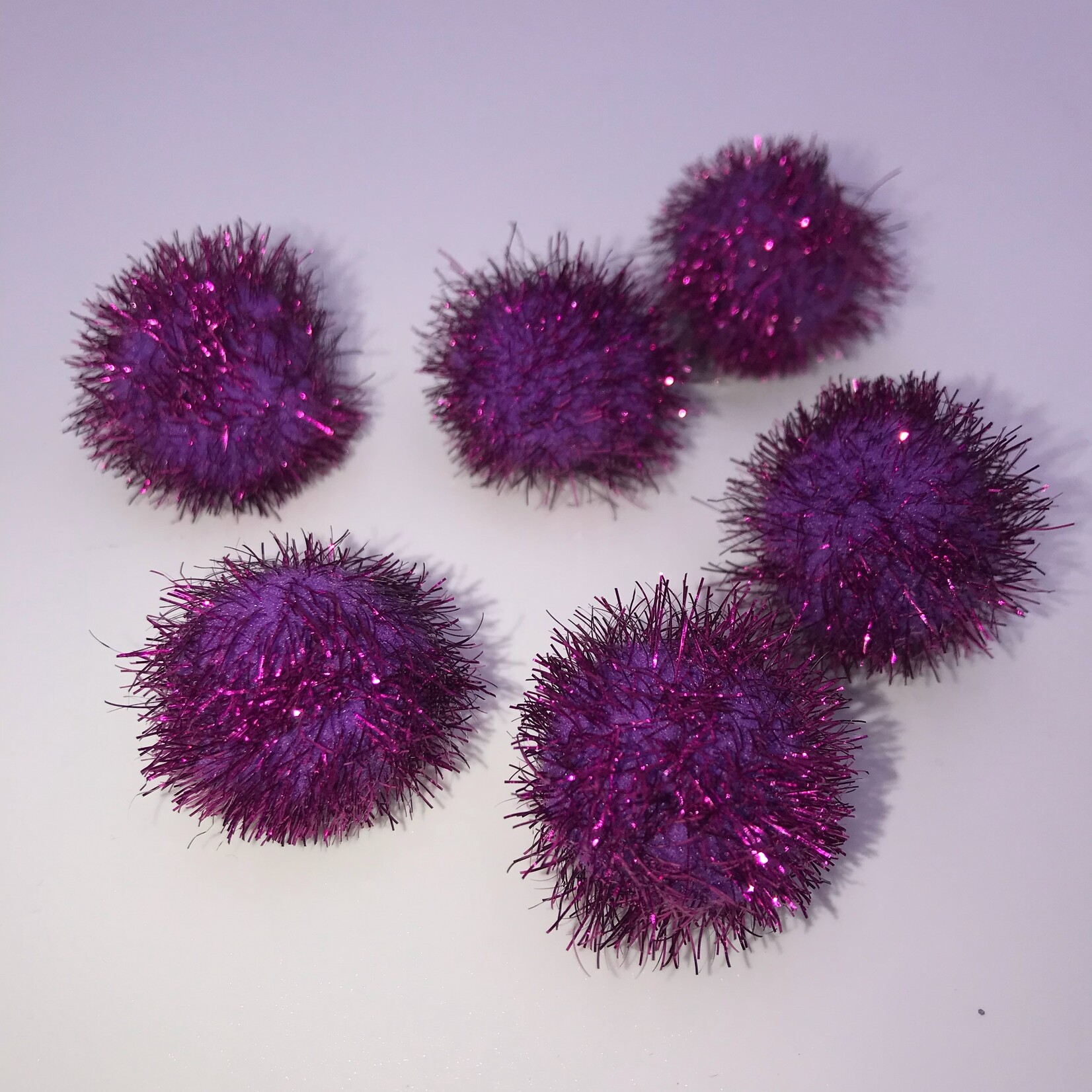 Metallic Pom Poms 3/4 Inch (6 pieces) Purple