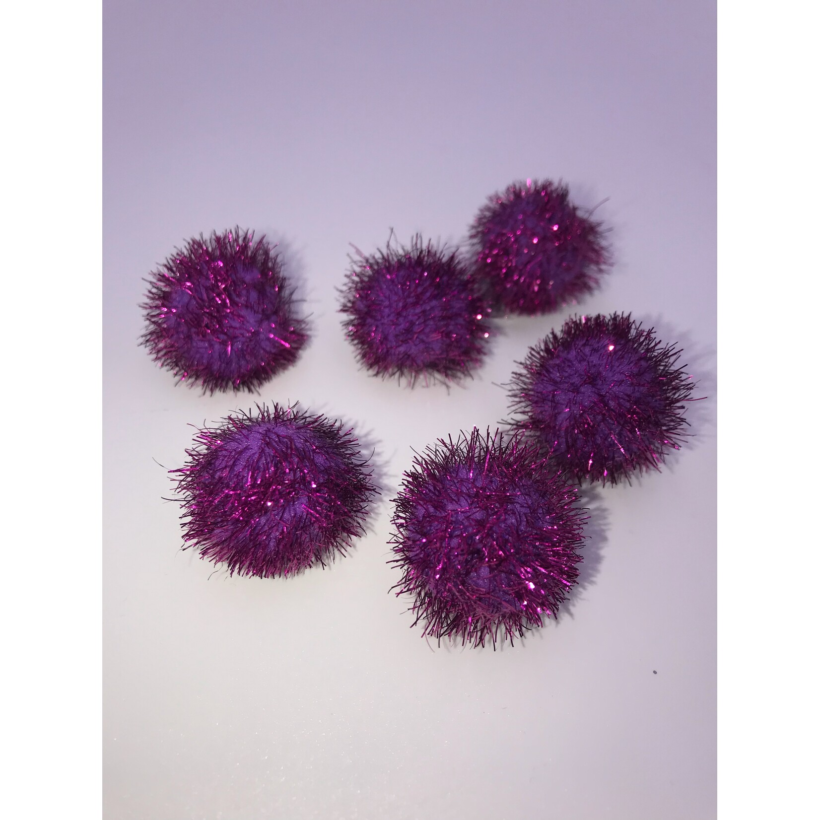 Metallic Pom Poms 3/4 Inch (6 pieces) Purple