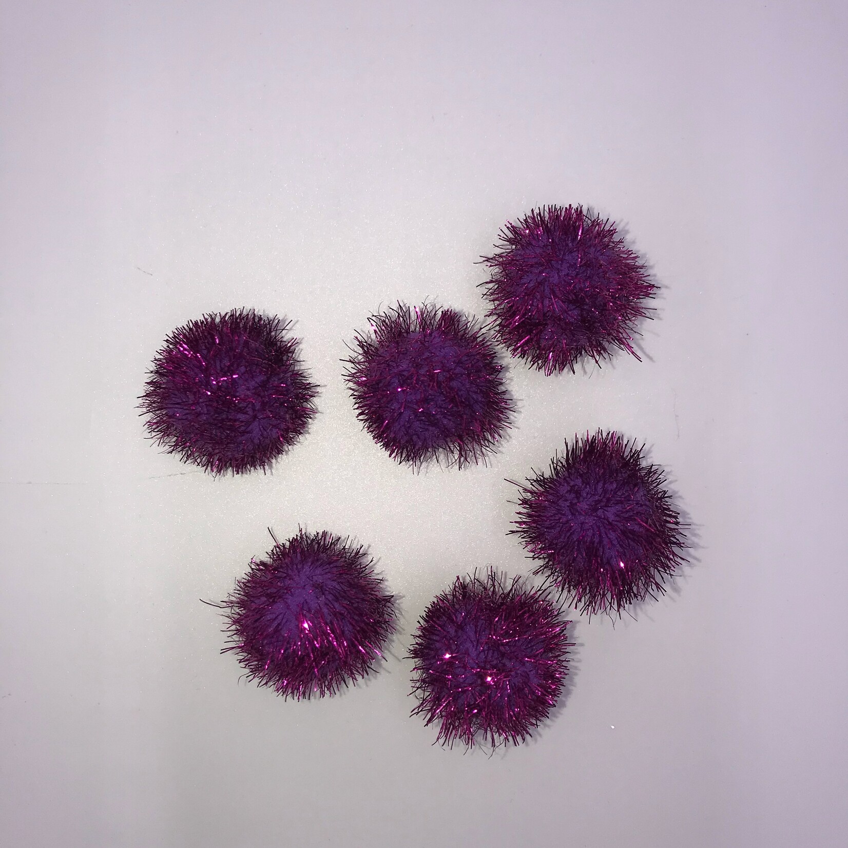 Metallic Pom Poms 3/4 Inch (6 pieces) Purple