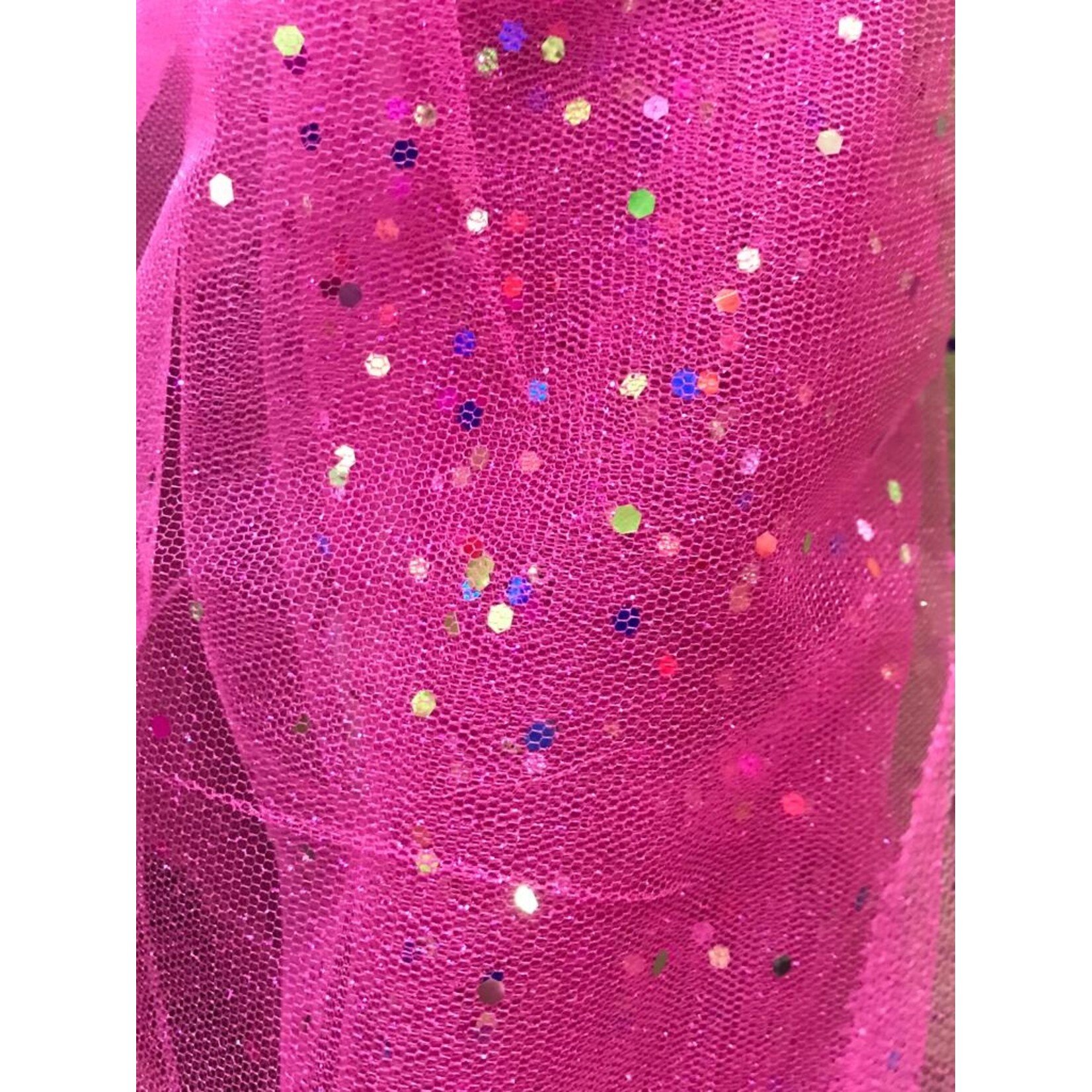 Glitter Mesh Non-stretch 58-60 Inches Multi - Fuchsia #01