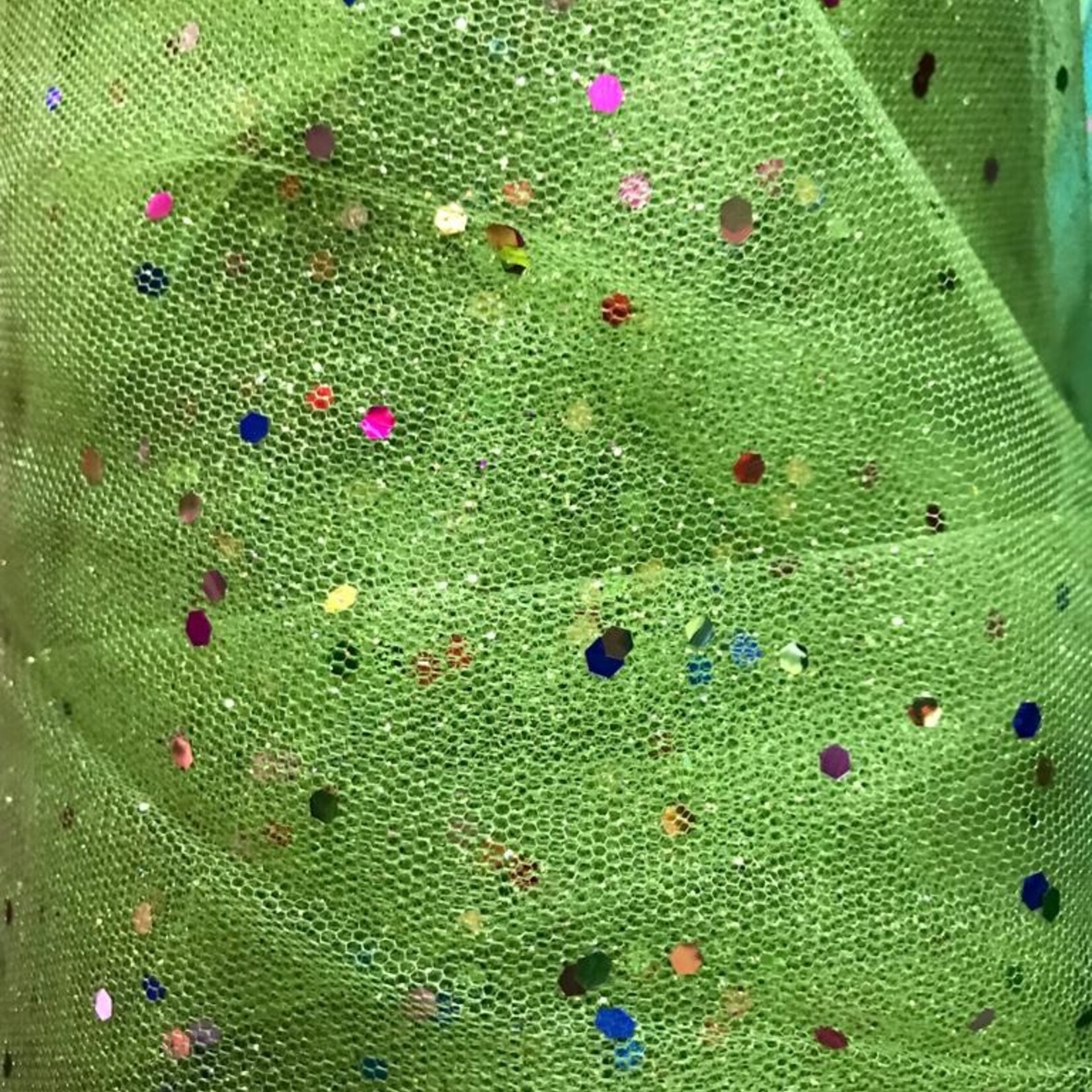 Glitter Mesh Non-stretch 58-60 Inches Multi - Lime Green #04