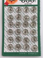 Brand Press Studs Snap Fasteners (24 Pieces / Card) Nickelled 7MM