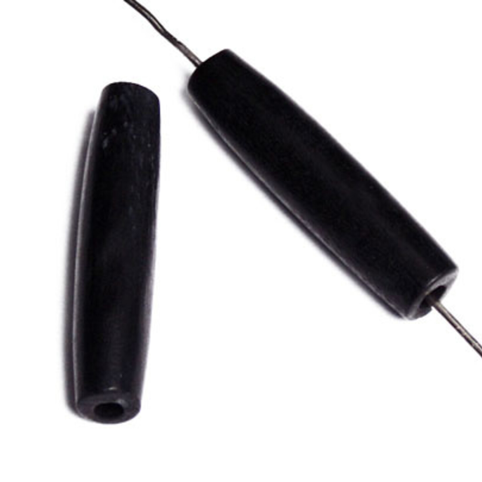Hairbone Pipe  Worked on Bone  Black 1 Inch(12 pcs) Oval
