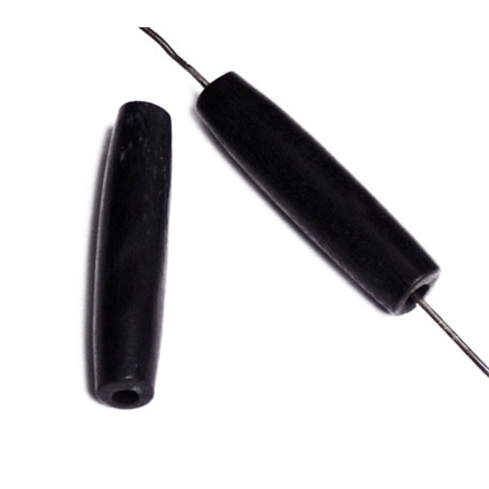 Hairbone Pipe  Worked on Bone  Black 1 Inch(12 pcs) Oval