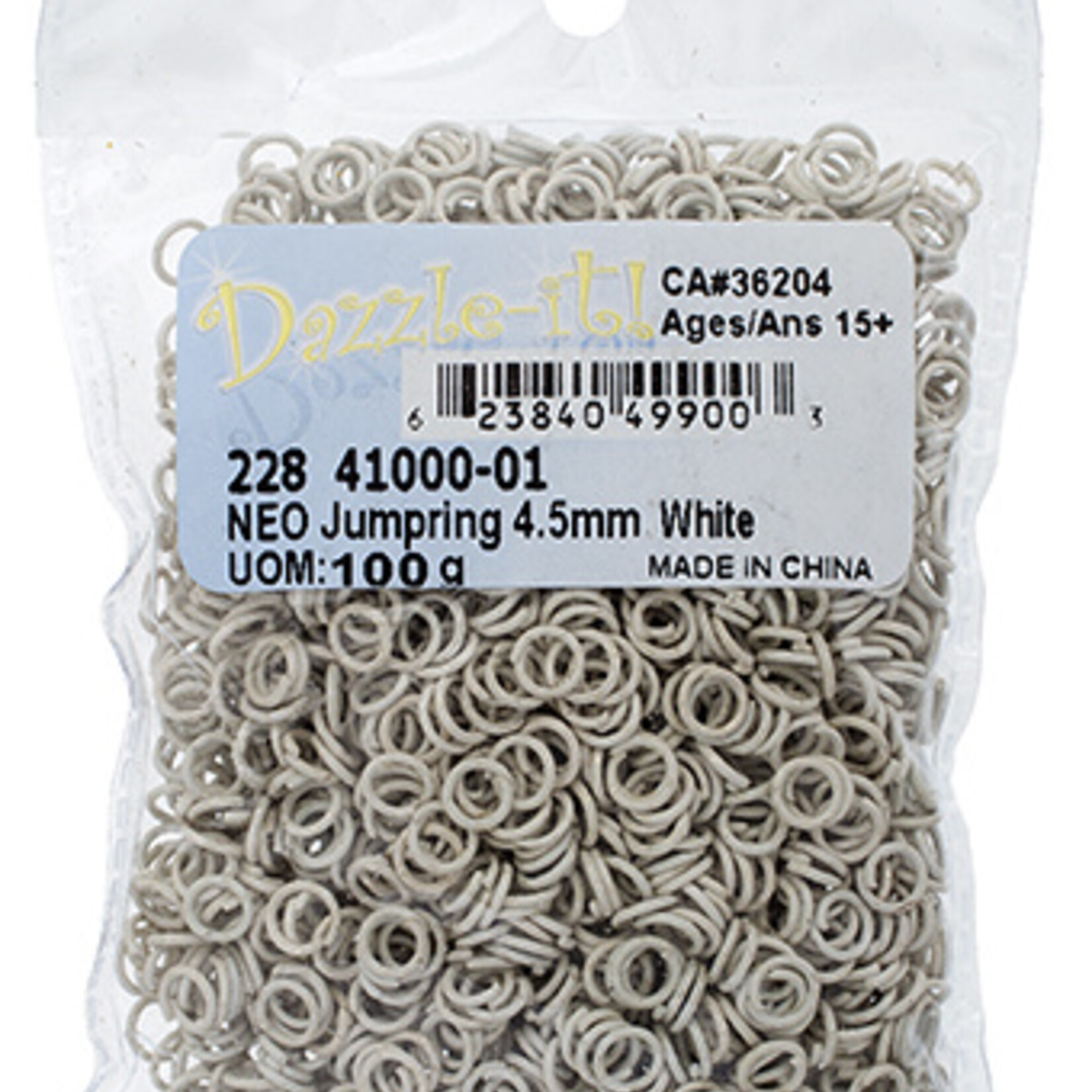 NEO Jump Rings - 4.5mm White 21ga 100 grams (280 pieces)