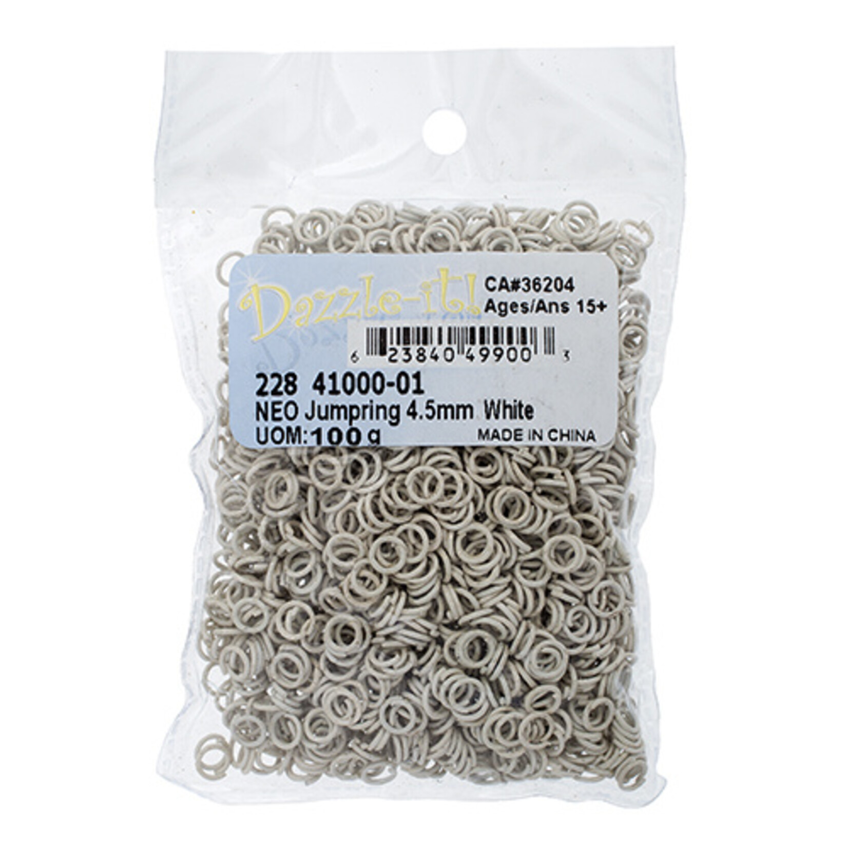 NEO Jump Rings - 4.5mm White 21ga 100 grams (280 pieces)