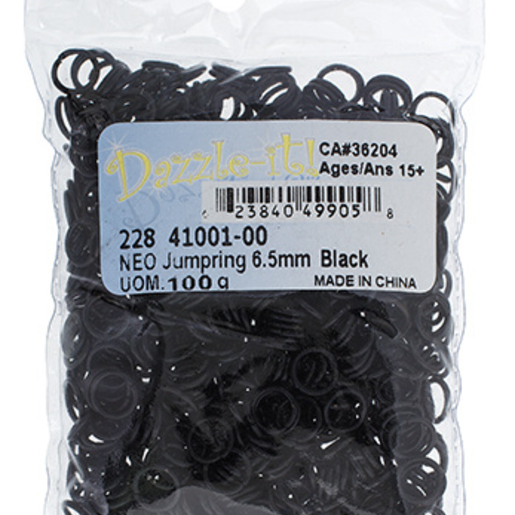NEO Jump Rings - 6.5mm Black 23ga 100 grams (220 pieces)