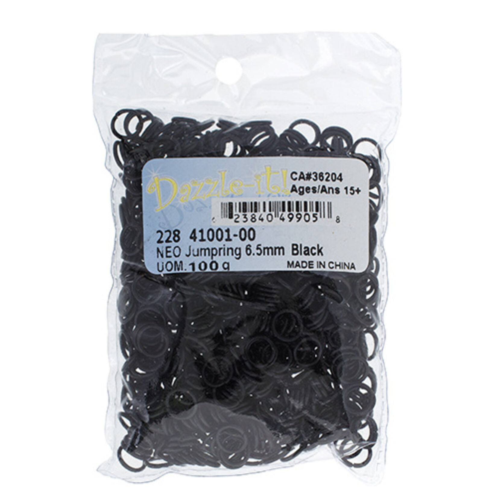 NEO Jump Rings - 6.5mm Black 23ga 100 grams (220 pieces)