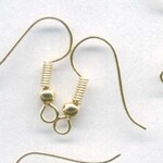 FISH HOOKS (BRASS) w/ Ball and Spring (12 pairs) Gold 18mm Fish Hook