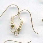 Fish Hooks (Brass) w/ Ball and Spring (6 pairs) Gold 18mm