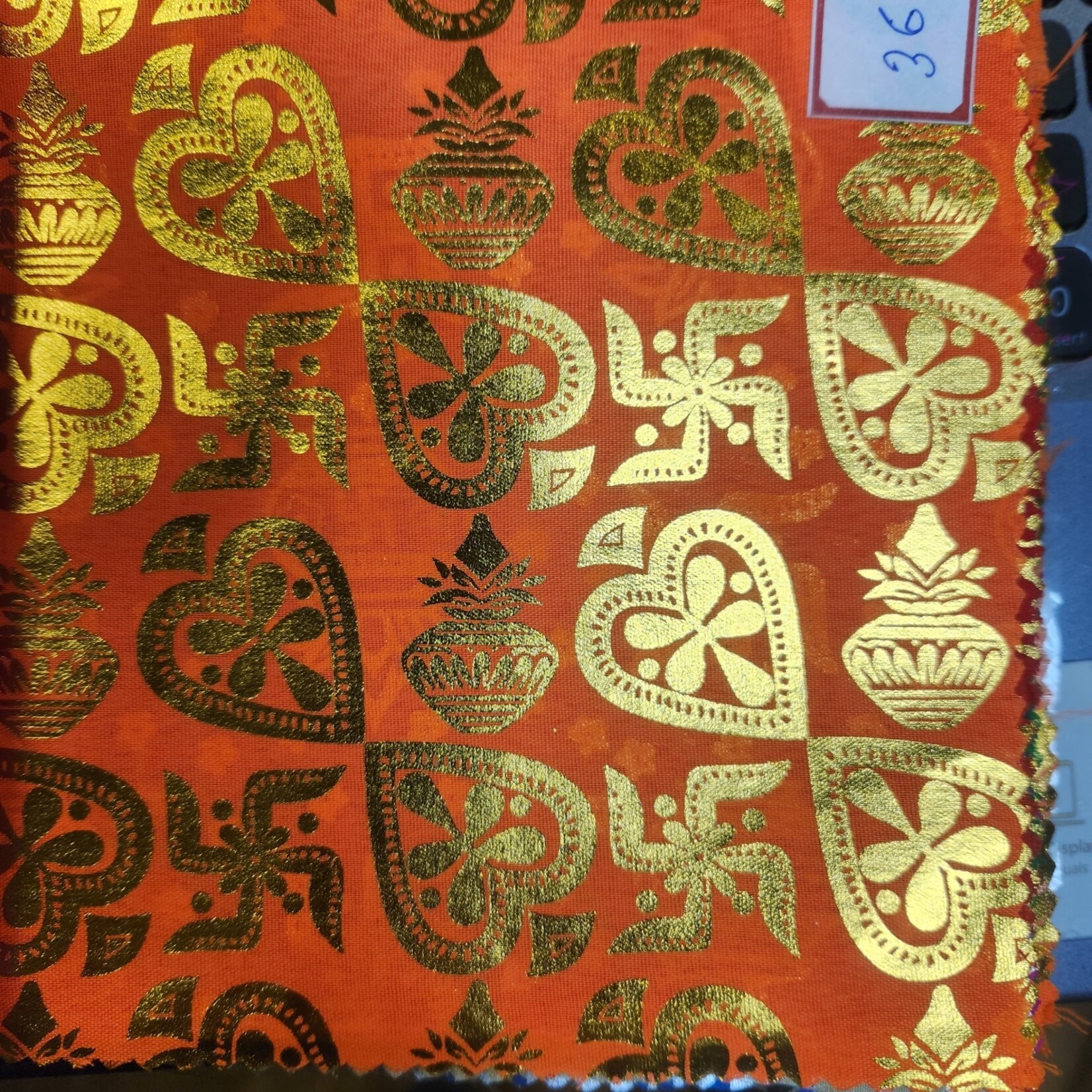 Religious Swastika Pattern Lame  - Royal Blue (#7)