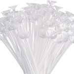 10CT 14" BALLOON STICKS WITH CUPS, WHITE ONLY