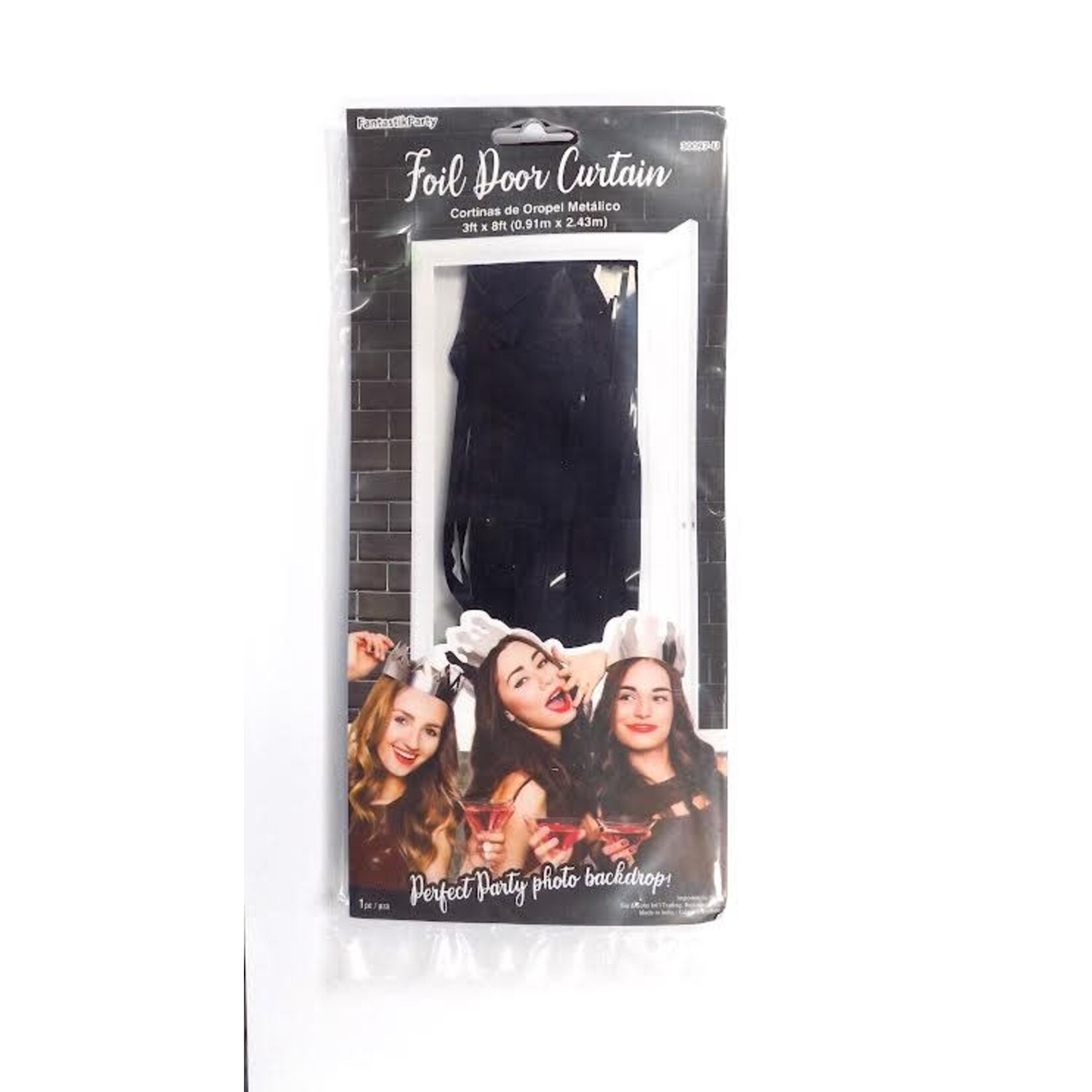 Foil Fringe Door Curtain - Black