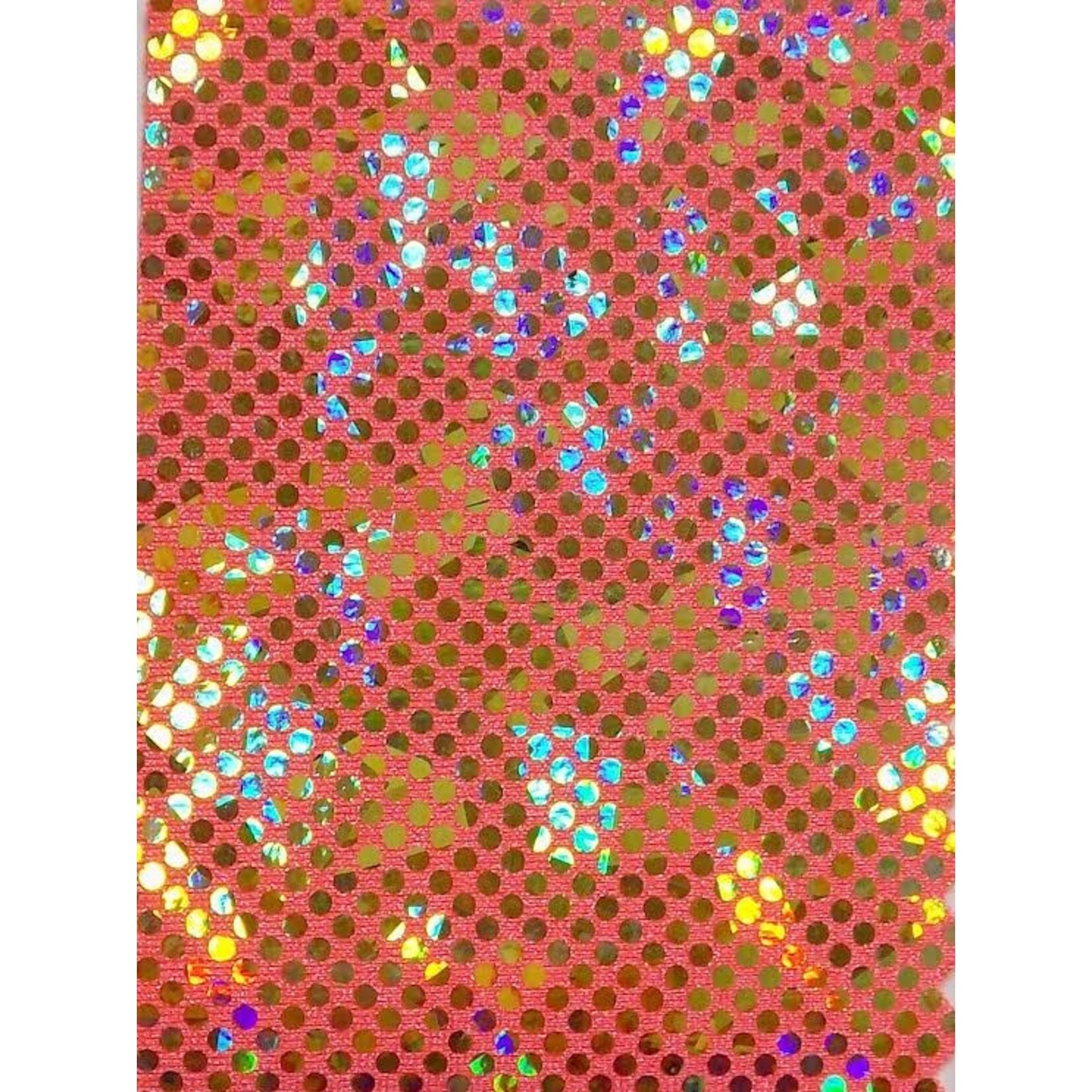 Dot Hologram Nylon Spandex - Coral