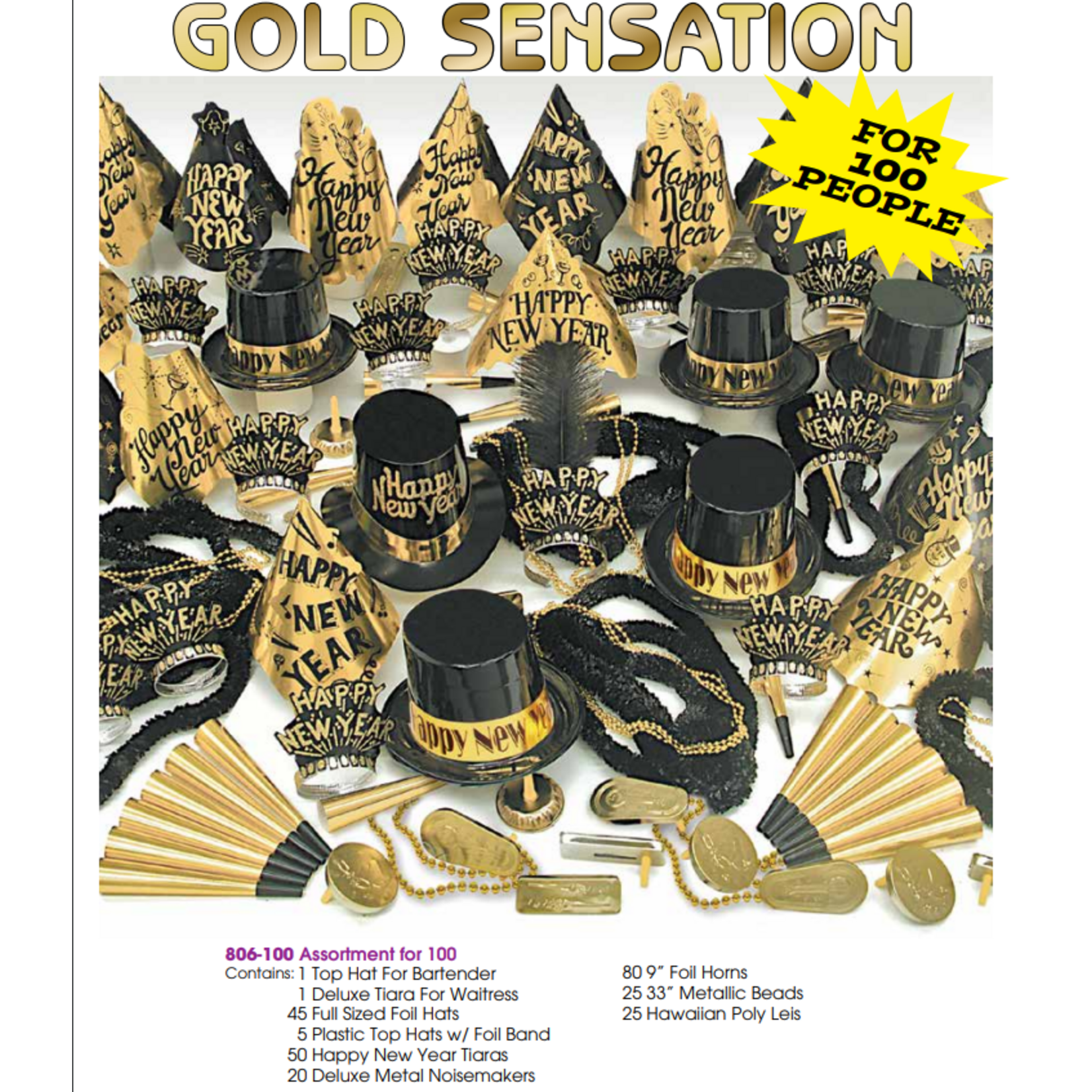 Sensation Party Kit for 100 People - Gold
