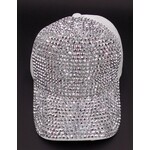 Velcro Closure Rhinestone Cap - Crystal/White