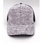 Velcro Closure Rhinestone Cap - Crystal/Black