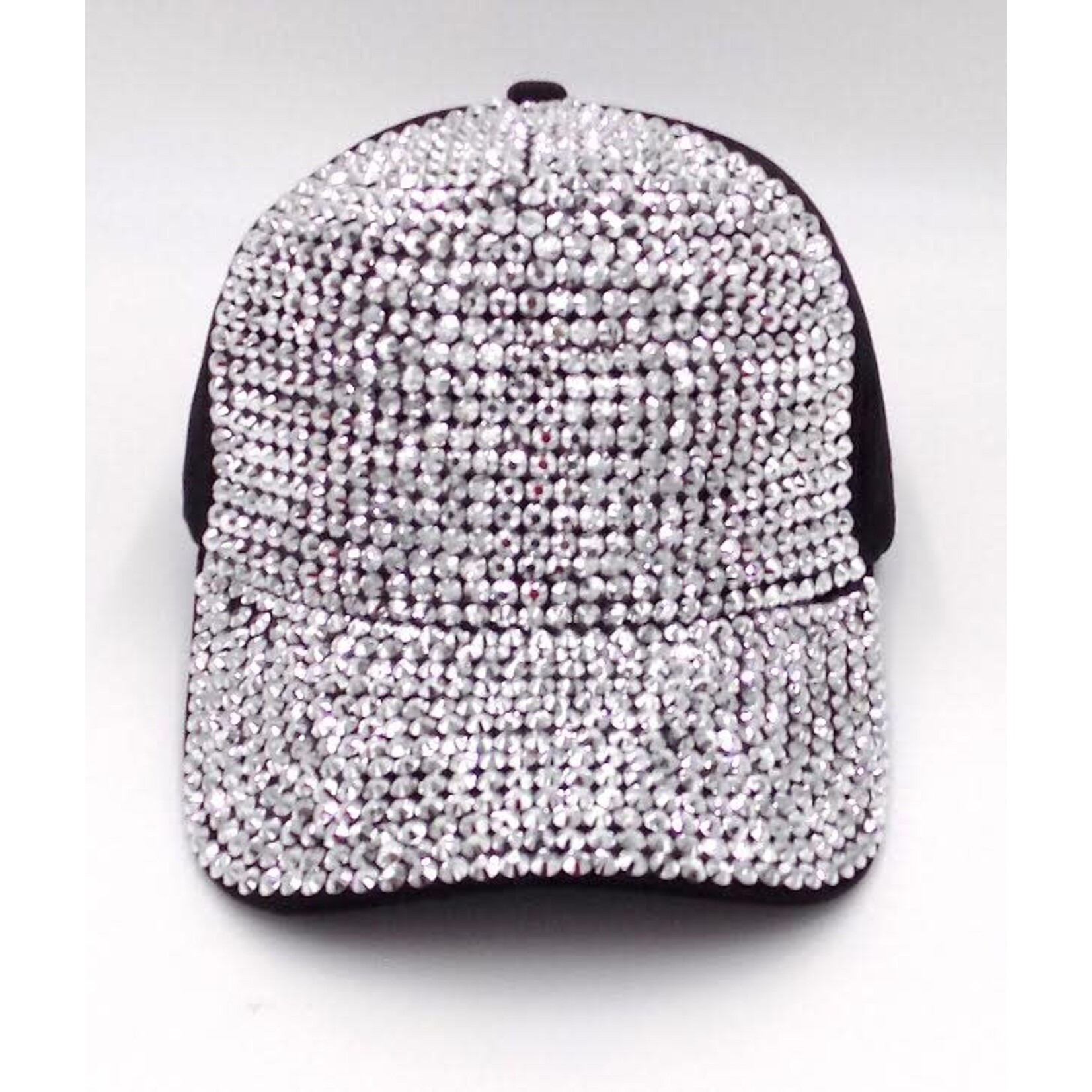Velcro Closure Rhinestone Cap - Crystal/Black