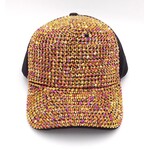 Velcro Closure Rhinestone Cap - Gold/Black