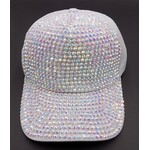 Velcro Closure Rhinestone Cap - Iridescent/Silver