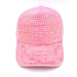 Velcro Closure Rhinestone Cap - Light Pink/Pink